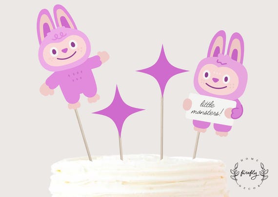 Little Monsters Party Cake Topper Girl Centerpieces Birthday Cake Topper Table Party Decorations - Printable Digital Art INSTANT DOWNLOAD