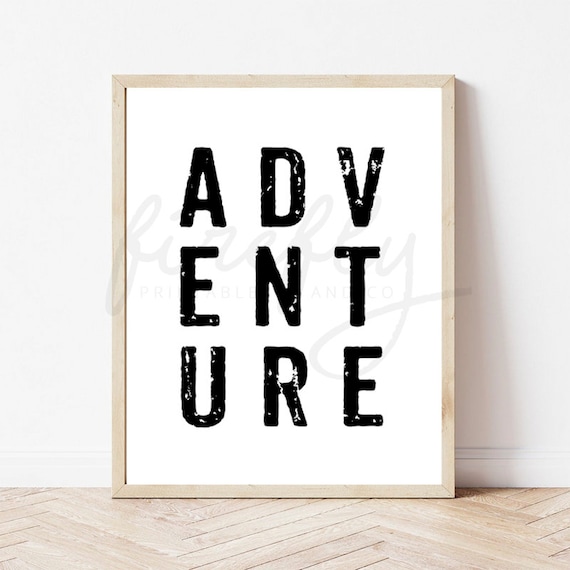 Adventure Black - Nursery Wall Art Decor Kids Bedroom Printable Digital Art INSTANT DOWNLOAD
