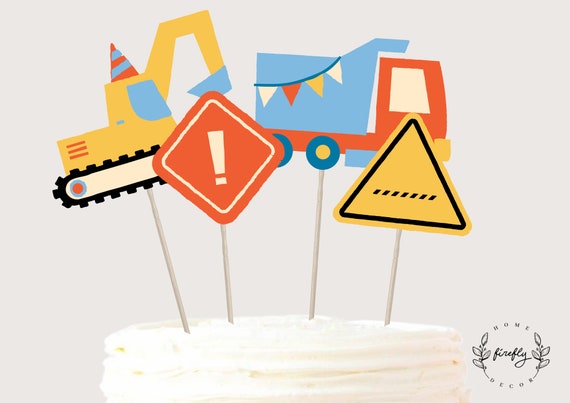 Construction Cake Topper Boys Centerpieces Birthday Cake Topper Table Party Decorations -  Printable Digital Art INSTANT DOWNLOAD
