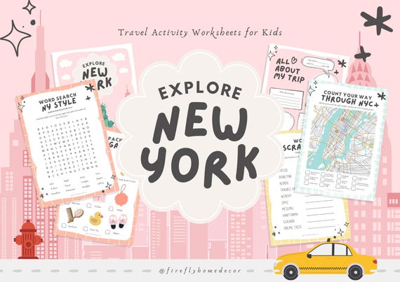 47 New York Activity Worksheets for Kids | Printable NYC Games | Educational Coloring Pages Ages 4-10 (Designed for Girls)