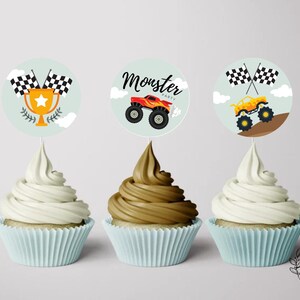 Monster Truck Cupcake Topper Boys Birthday Cupcake Topper Tags Party Decorations - Printable Digital Art INSTANT DOWNLOAD