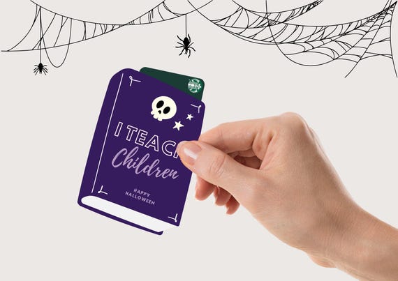 I Teach Children Halloween Teacher Gift Card - Teacher Halloween - Gift Card Holder - Printable Digital Art INSTANT DOWNLOAD