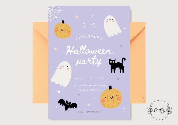 Halloween Party Invitation Girl/Boy Party Spooky Birthday Invitation - Printable Digital Art CUSTOM DOWNLOAD