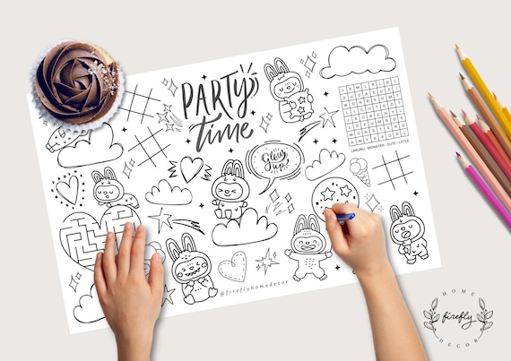 Little Monsters Coloring Placemat | Party Activity | Kids Coloring Page | Table Mat | Birthday Games - Printable Digital INSTANT DOWNLOAD