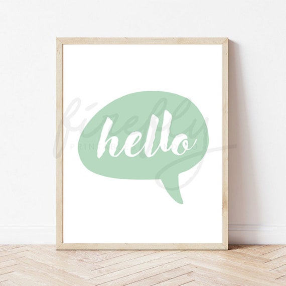Hello Mint - Nursery Wall Art Decor Kids Bedroom Printable Digital Art INSTANT DOWNLOAD