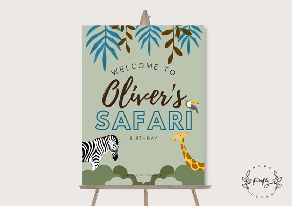Safari Birthday Welcome Sign Boys Safari Birthday Party Decorations - Printable Digital Art CUSTOM DOWNLOAD