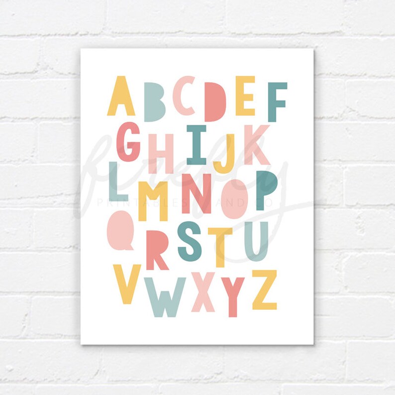 ABC Pastel - Nursery Wall Art Decor Kids Bedroom Printable Digital Art ...