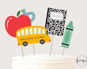 Back to School Cake Topper Centerpieces Birthday Cake Topper Table Party Decorations -  Printable Digital Art INSTANT DOWNLOAD