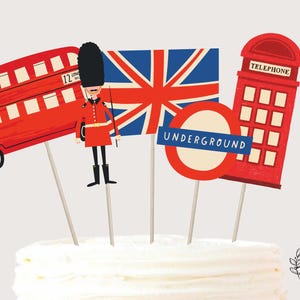 Londres, décoration de gâteau pour garçons, centres de table, décoration de table d'anniversaire, décoration de table, art numérique imprimable, téléchargement immédiat
