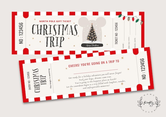 Surprise Tickets - Vacation Reveal - Magical Trip - Holiday Gift for Kids - Christmas Gift Ticket - Printable Digital Art INSTANT DOWNLOAD