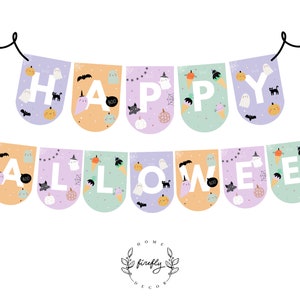 Happy Halloween Birthday Banner Girl/Boy Birthday Banner Party Decorations - Printable Digital Art INSTANT DOWNLOAD