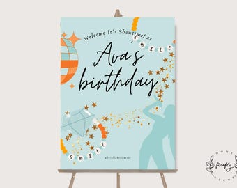 Friendship Bracelet Birthday Girl Welcome Sign Girl Birthday Era Birthday Party Decorations - Printable Digital Art CUSTOM DOWNLOAD