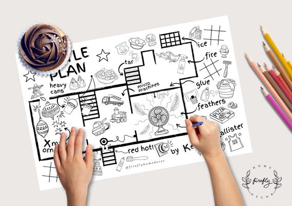 Battle Plan Alone at Home Coloring Placemat | Party Activity | Kids Coloring Page | Mat | Family Games - Printable Digital INSTANT DOWNLOAD