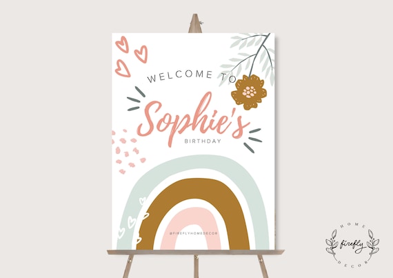 Boho Birthday Welcome Sign Girl Boho Birthday Party Decorations - Printable Digital Art CUSTOM DOWNLOAD