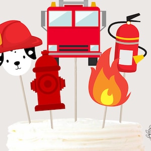 Firetruck Cake Topper Boys Centerpieces Birthday Cake Topper Table Party Decorations -  Printable Digital Art INSTANT DOWNLOAD