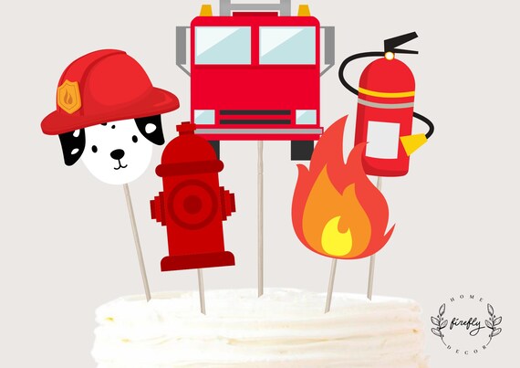 Firetruck Cake Topper Boys Centerpieces Birthday Cake Topper Table Party Decorations -  Printable Digital Art INSTANT DOWNLOAD