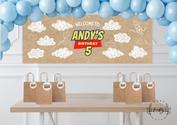 Toys Party Clouds Banner Background Birthday Favors Table Centerpiece Decorations Walgreens, CVS - Printable Digital Art CUSTOM DOWNLOAD
