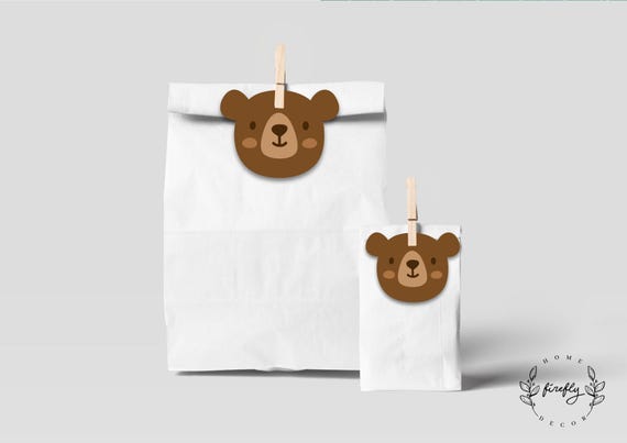 London Bear Cub Tags Boys Birthday Favors Thank You Tags Peru Bear Party Decorations - Printable Digital Art INSTANT DOWNLOAD