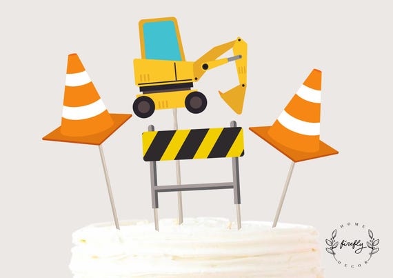 Construction Cake Topper Boys Centerpieces Birthday Cake Topper Table Party Decorations -  Printable Digital Art INSTANT DOWNLOAD