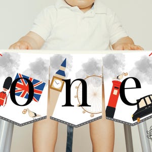 London Highchair Banner 1st First Birthday Boys Highchair ONE Birthday Banner Party Decorations - Printable Digital Art INSTANT DOWNLOAD