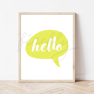 Hello Yellow - Nursery Wall Art Decor Kids Bedroom Printable Digital Art INSTANT DOWNLOAD