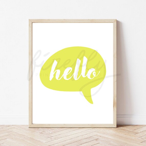 Hello Yellow - Nursery Wall Art Decor Kids Bedroom Printable Digital Art INSTANT DOWNLOAD