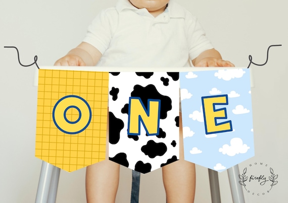 Toys Party Highchair Banner 1st First Birthday Girl / Boy ONE Birthday Party Decorations - Printable Digital Art INSTANT DOWNLOAD