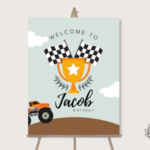 Monster Truck Birthday Welcome Sign Boys Monster Truck Birthday Party Decorations - Printable Digital Art CUSTOM DOWNLOAD