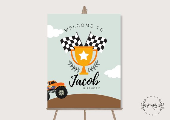 Monster Truck Birthday Welcome Sign Boys Monster Truck Birthday Party Decorations - Printable Digital Art CUSTOM DOWNLOAD