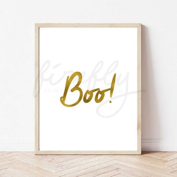 Halloween Boo Faux Gold Foil - Nursery Wall Art Decor Kids Bedroom Printable Digital Art INSTANT DOWNLOAD