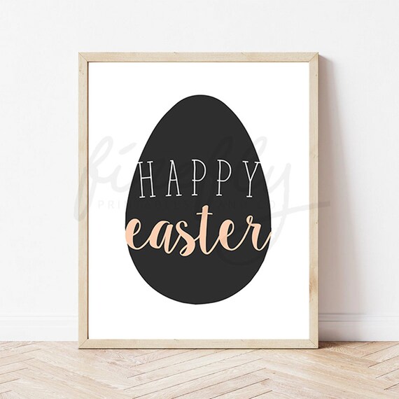 Happy Easter Egg Peach - Nursery Wall Art Decor Kids Bedroom Printable Digital Art INSTANT DOWNLOAD