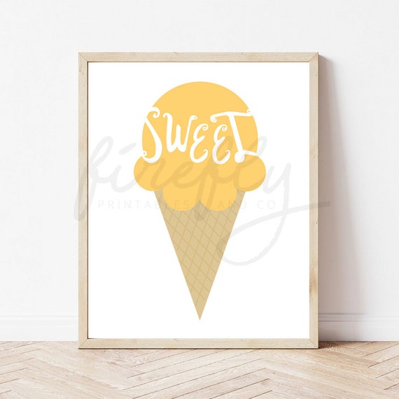 Cone Ice Cream Vanilla - Nursery Wall Art Decor Kids Bedroom Printable Digital Art INSTANT DOWNLOAD