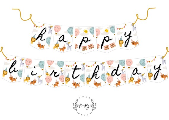 Party Animals Happy Birthday Banner Girl Party Animals Birthday Banner Party Decorations - Printable Digital Art INSTANT DOWNLOAD