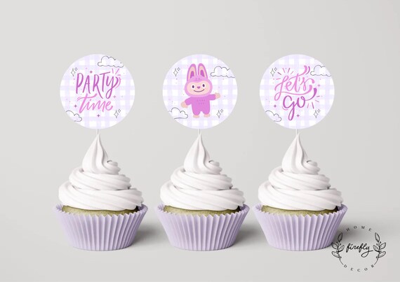 Little Monsters Party Cupcake Topper Girl Birthday Cupcake Topper Tags Monsters Party Decorations - Printable Digital Art INSTANT DOWNLOAD