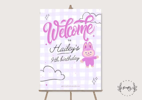 Little Monsters Party Birthday Welcome Sign Girl Cute Monsters Club Party Birthday Party Decorations - Printable Digital Art CUSTOM DOWNLOAD