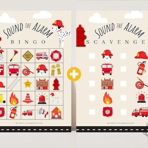 Firetruck Bingo / Scavenger Hunt Checklist Game Boys Party Birthday Activity - Printable Digital Art INSTANT DOWNLOAD