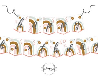 Boho Happy Birthday Banner Girl Boho Birthday Banner Decorazioni per feste - Arte digitale stampabile DOWNLOAD IMMEDIATO