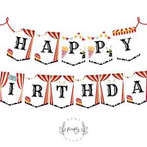 Circus Carnival Happy Birthday Banner Boys Circus Birthday Banner Party Decorations - Printable Digital Art INSTANT DOWNLOAD