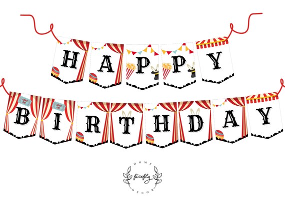 Circus Happy Birthday Banner Boys Circus Birthday Banner Party Decorations - Printable Digital Art INSTANT DOWNLOAD