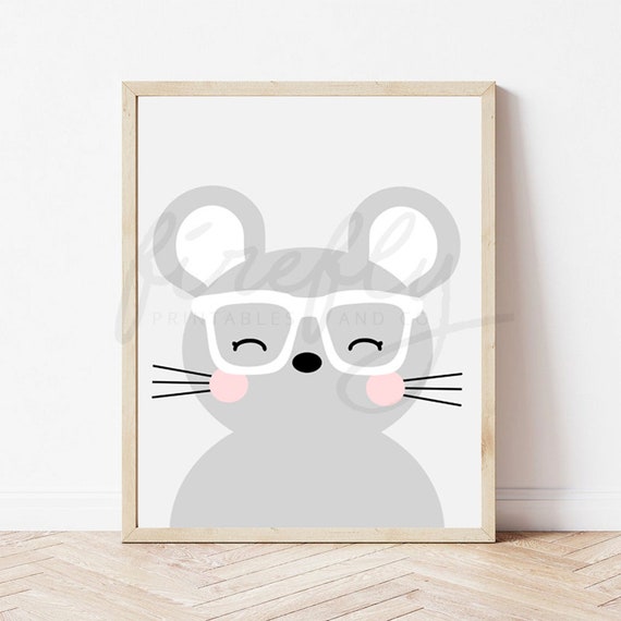 Mouse Light Grey & Eye Glasses White - Star Wars Nursery Wall Art Decor Kids Bedroom Printable Digital Art INSTANT DOWNLOAD
