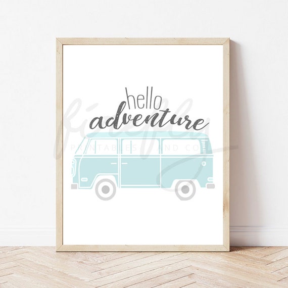 Hello Adventure Combi Sky Blue - Nursery Wall Art Decor Kids Bedroom Printable Digital Art INSTANT DOWNLOAD
