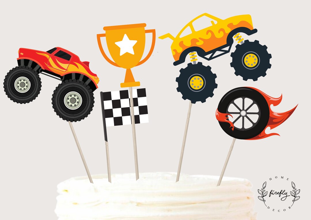 Monster Truck Cake Topper Boys Centerpieces Birthday Cake Topper Table — free download
