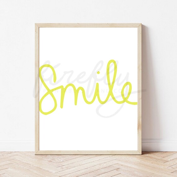 Smile Yellow - Nursery Wall Art Decor Kids Bedroom Printable Digital Art INSTANT DOWNLOAD