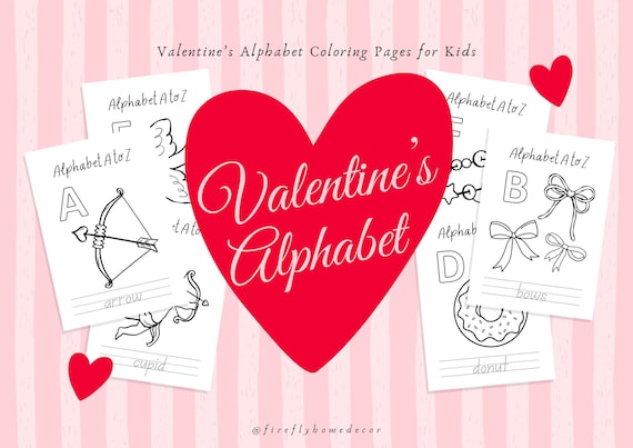 26 Printable Valentine’s Day A–Z Word Tracing Packet - Trace & Color Worksheets - Alphabet Pages - Printable Digital INSTANT DOWNLOAD