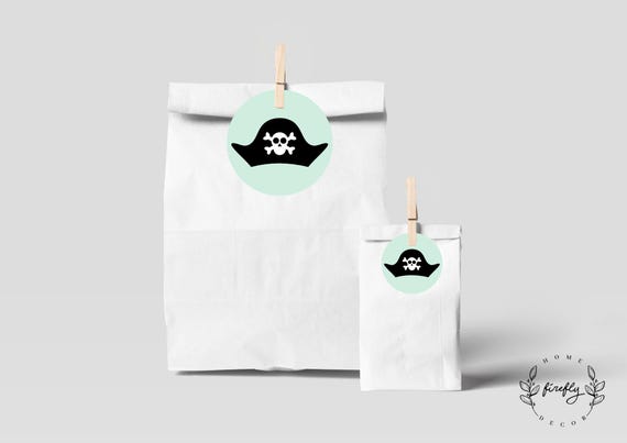 Pirate Favor Tags Boys Birthday Favors Thank You Tags Pirate Party Decorations - Printable Digital Art INSTANT DOWNLOAD