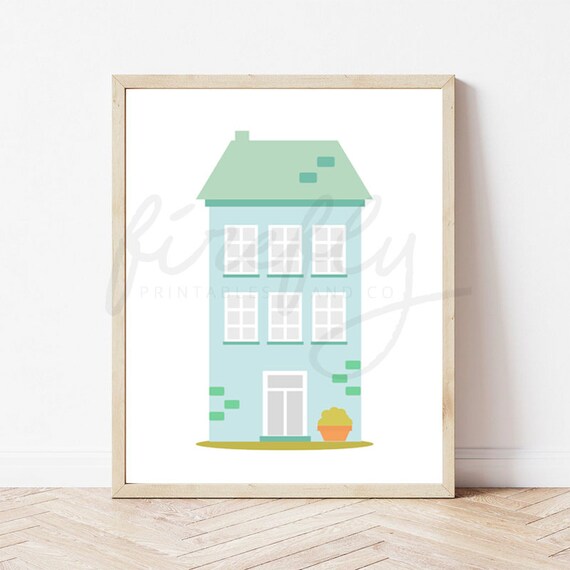 Apartment Light Blue And Mint - Nursery Wall Art Decor Kids Bedroom Printable Wall Art Kids Digital INSTANT DOWNLOAD