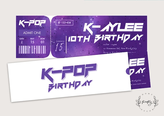 K-Pop Ticket Invite Hunters Birthday Ticket Invitation Girl Kpop Hunters Party Birthday Invitation - Printable Digital Art CUSTOM DOWNLOAD