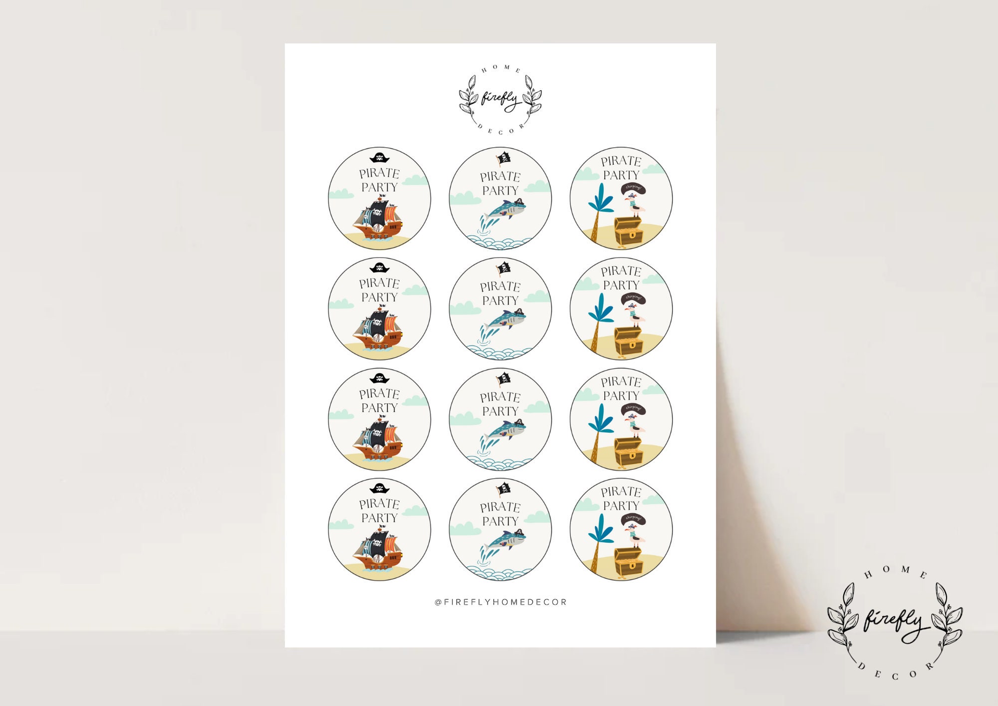 Pirate Cupcake Topper Boys Birthday Cupcake Topper Tags Party ...