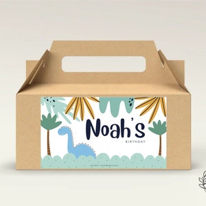 Dinosaur Birthday Party Gable Box Favor Label Boys Gift Box Label Tags Party Decorations - Printable Digital Art CUSTOM DOWNLOAD