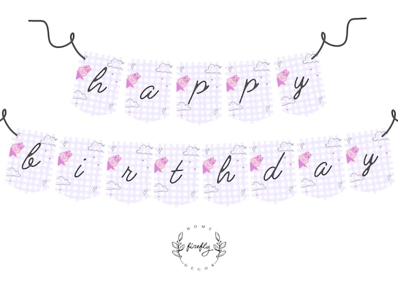 Little Monsters Party Happy Birthday Banner Girl Monsters Party Birthday Banner Party Decorations - Printable Digital Art INSTANT DOWNLOAD